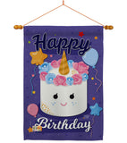 Unicorn Birthday Cake - Party & Celebration Special Occasion Vertical Impressions Decorative Flags HG192171 Made In USA