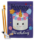 Unicorn Birthday Cake - Party & Celebration Special Occasion Vertical Impressions Decorative Flags HG192171 Made In USA