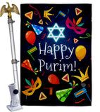 Happy Purim - Party & Celebration Special Occasion Vertical Impressions Decorative Flags HG192592 Made In USA