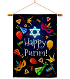 Happy Purim - Party & Celebration Special Occasion Vertical Impressions Decorative Flags HG192592 Made In USA