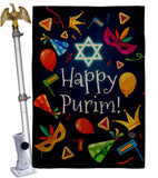 Happy Purim - Party & Celebration Special Occasion Vertical Impressions Decorative Flags HG192592 Made In USA