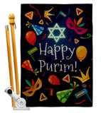 Happy Purim - Party & Celebration Special Occasion Vertical Impressions Decorative Flags HG192592 Made In USA