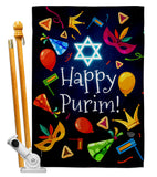 Happy Purim - Party & Celebration Special Occasion Vertical Impressions Decorative Flags HG192592 Made In USA