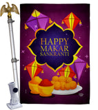 Happy Makar Sankranti - Party & Celebration Special Occasion Vertical Impressions Decorative Flags HG192593 Made In USA