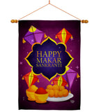 Happy Makar Sankranti - Party & Celebration Special Occasion Vertical Impressions Decorative Flags HG192593 Made In USA