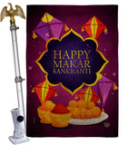 Happy Makar Sankranti - Party & Celebration Special Occasion Vertical Impressions Decorative Flags HG192593 Made In USA