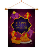 Happy Makar Sankranti - Party & Celebration Special Occasion Vertical Impressions Decorative Flags HG192593 Made In USA