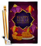 Happy Makar Sankranti - Party & Celebration Special Occasion Vertical Impressions Decorative Flags HG192593 Made In USA