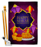 Happy Makar Sankranti - Party & Celebration Special Occasion Vertical Impressions Decorative Flags HG192593 Made In USA