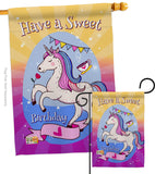 Unicorn Sweet Birthday - Party & Celebration Special Occasion Vertical Impressions Decorative Flags HG137164 Made In USA