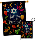 Happy Purim - Party & Celebration Special Occasion Vertical Impressions Decorative Flags HG192592 Made In USA