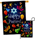 Happy Purim - Party & Celebration Special Occasion Vertical Impressions Decorative Flags HG192592 Made In USA