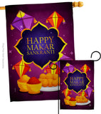 Happy Makar Sankranti - Party & Celebration Special Occasion Vertical Impressions Decorative Flags HG192593 Made In USA