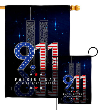 Never Forget - Patriotic Americana Horizontal Impressions Decorative Flags HG120244 Made In USA