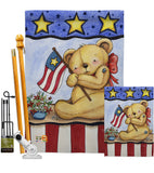 Pat Bear - Patriotic Americana Vertical Impressions Decorative Flags HG111006 Made In USA