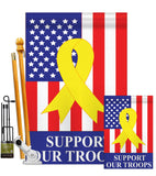 Support Our Troops - Patriotic Americana Vertical Applique Decorative Flags HG111042