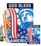 God Bless America - Patriotic Americana Vertical Applique Decorative Flags HG111046