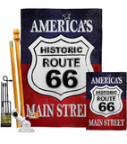 Route 66 - Patriotic Americana Vertical Impressions Decorative Flags HG111059 Made In USA