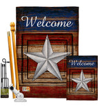 Welcome Vintage - Patriotic Americana Vertical Impressions Decorative Flags HG111066 Made In USA