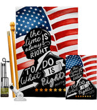 The Time is Always Right - Patriotic Americana Vertical Impressions Decorative Flags HG111093 Made In USA