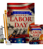 Happy Labor Day - Patriotic Americana Vertical Impressions Decorative Flags HG111103 Made In USA
