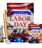 Happy Labor Day - Patriotic Americana Vertical Impressions Decorative Flags HG111103 Made In USA