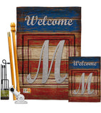 Patriotic M Initial - Patriotic Americana Vertical Impressions Decorative Flags HG130117 Made In USA