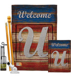 Patriotic U Initial - Patriotic Americana Vertical Impressions Decorative Flags HG130125 Made In USA