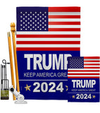 Trump 2024 - Patriotic Americana Vertical Impressions Decorative Flags HG170081 Made In USA