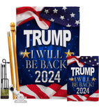 Trump Will Be Back 2024 - Patriotic Americana Vertical Impressions Decorative Flags HG170177 Made In USA