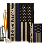 Trump 2024 Thin Blue Line - Patriotic Americana Vertical Impressions Decorative Flags HG170182 Made In USA