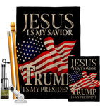 Jesus Savior Trump President - Patriotic Americana Vertical Impressions Decorative Flags HG170204 Made In USA