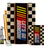 Race Let's Go Brandon - Patriotic Americana Horizontal Impressions Decorative Flags HG170247 Made In USA