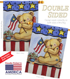 Pat Bear - Patriotic Americana Vertical Impressions Decorative Flags HG111006 Made In USA