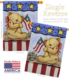 Pat Bear - Patriotic Americana Vertical Impressions Decorative Flags HG111006 Made In USA