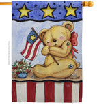 Pat Bear - Patriotic Americana Vertical Impressions Decorative Flags HG111006 Made In USA