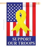 Support Our Troops - Patriotic Americana Vertical Applique Decorative Flags HG111042