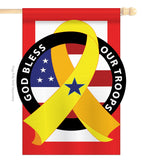 God Bless Our Troops - Patriotic Americana Vertical Applique Decorative Flags HG111047
