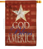 God Bless America - Patriotic Americana Vertical Impressions Decorative Flags HG111053 Made In USA