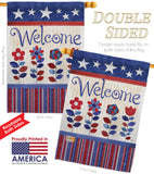 Welcome Patriotic - Patriotic Americana Vertical Impressions Decorative Flags HG111056 Made In USA