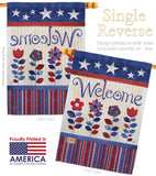 Welcome Patriotic - Patriotic Americana Vertical Impressions Decorative Flags HG111056 Made In USA