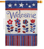 Welcome Patriotic - Patriotic Americana Vertical Impressions Decorative Flags HG111056 Made In USA