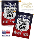 Route 66 - Patriotic Americana Vertical Impressions Decorative Flags HG111059 Made In USA