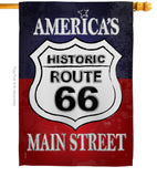 Route 66 - Patriotic Americana Vertical Impressions Decorative Flags HG111059 Made In USA