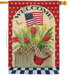 Patriotic Flowers - Patriotic Americana Vertical Impressions Decorative Flags HG111062 Made In USA