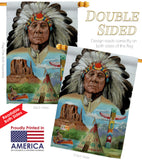 Native American - Patriotic Americana Vertical Impressions Decorative Flags HG111064 Made In USA