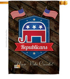 Republicans - Patriotic Americana Vertical Impressions Decorative Flags HG111071 Made In USA