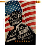 The Time is Always Right - Patriotic Americana Vertical Impressions Decorative Flags HG111093 Made In USA