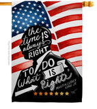 The Time is Always Right - Patriotic Americana Vertical Impressions Decorative Flags HG111093 Made In USA