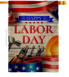 Happy Labor Day - Patriotic Americana Vertical Impressions Decorative Flags HG111103 Made In USA